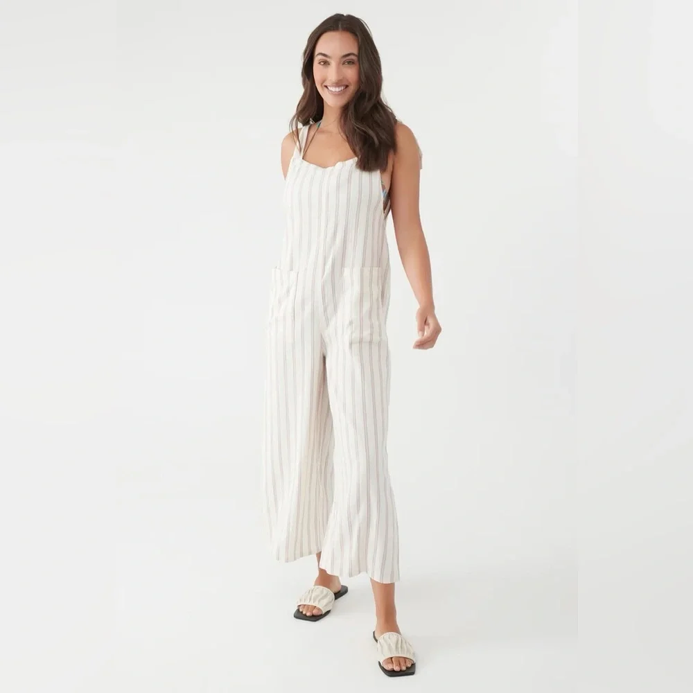 O'NEILL Sid Stripe Jumpsuit in Winter White - Picture 2 of 9